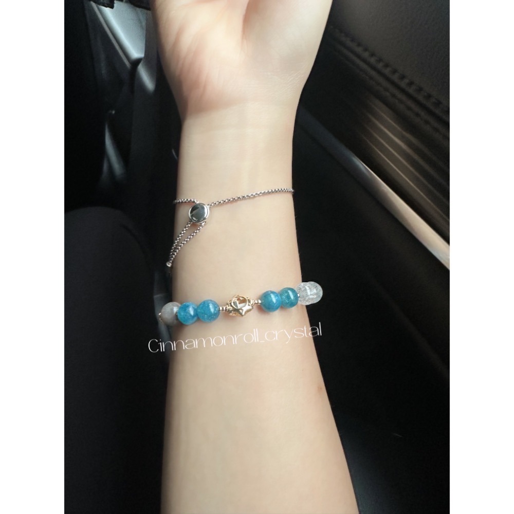 十月水晶☆微水晶能量陪伴🌿星辰🌙 人造藍貓眼、海藍寶、白阿塞、黑金骨幹、藍磷灰-細節圖7