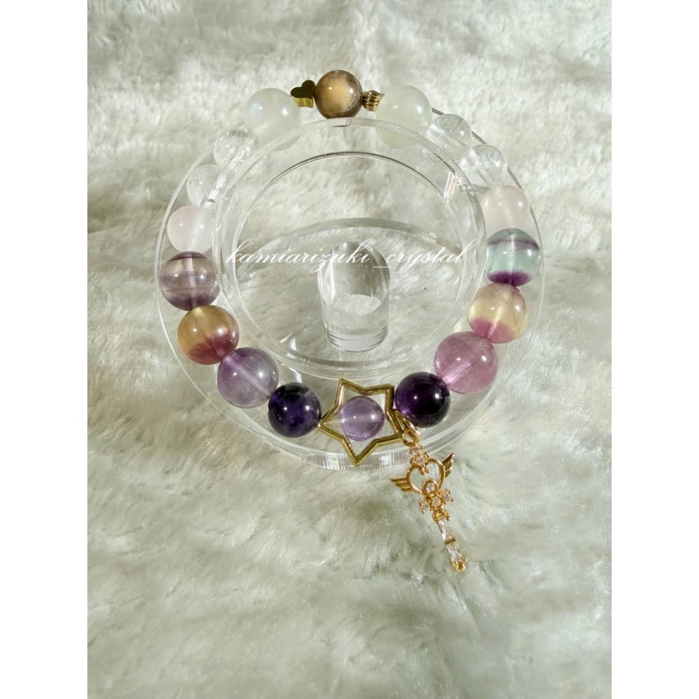 ［十月水晶］微水晶陪伴能量🌿心鑰🌿獨角獸螢石、白月光、烏拉圭紫水晶、薰衣草紫水晶、西柚粉晶、白水晶、黑金骨幹-細節圖5