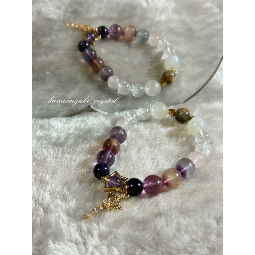 ［十月水晶］微水晶陪伴能量🌿心鑰🌿獨角獸螢石、白月光、烏拉圭紫水晶、薰衣草紫水晶、西柚粉晶、白水晶、黑金骨幹-細節圖6