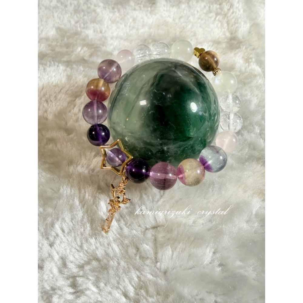 ［十月水晶］微水晶陪伴能量🌿心鑰🌿獨角獸螢石、白月光、烏拉圭紫水晶、薰衣草紫水晶、西柚粉晶、白水晶、黑金骨幹-細節圖2