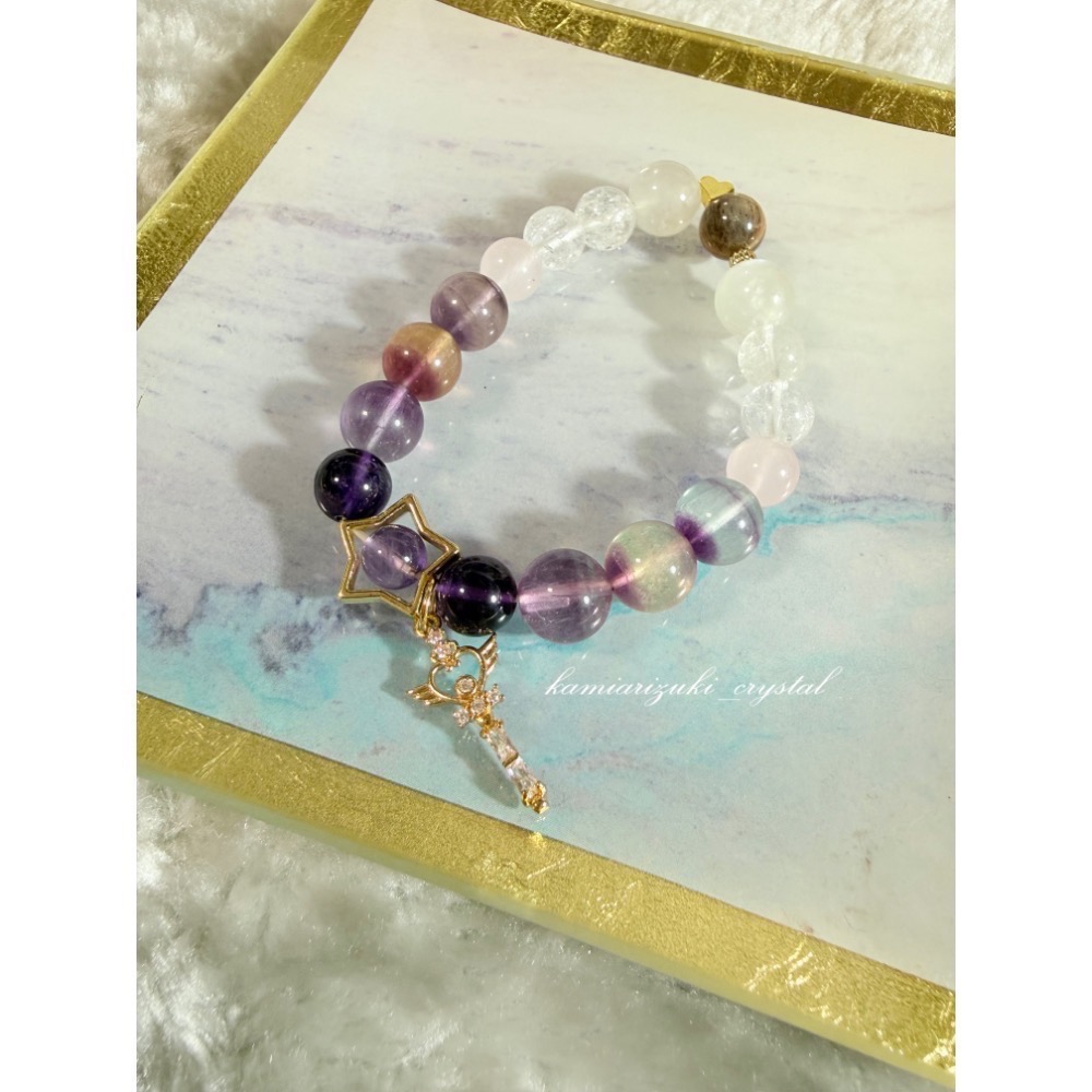 ［十月水晶］微水晶陪伴能量🌿心鑰🌿獨角獸螢石、白月光、烏拉圭紫水晶、薰衣草紫水晶、西柚粉晶、白水晶、黑金骨幹-細節圖3