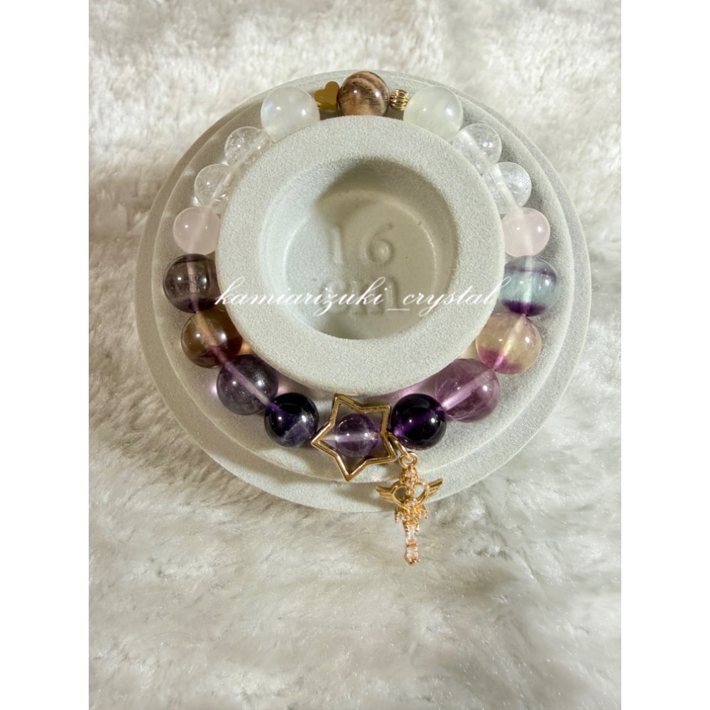 ［十月水晶］微水晶陪伴能量🌿心鑰🌿獨角獸螢石、白月光、烏拉圭紫水晶、薰衣草紫水晶、西柚粉晶、白水晶、黑金骨幹-細節圖4