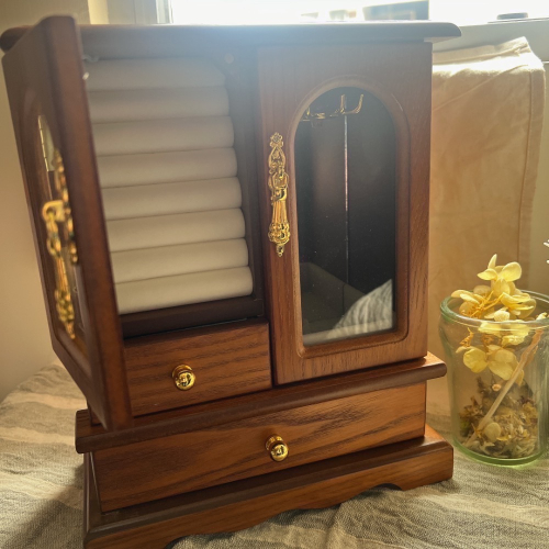 960-收納櫃❤️‍🔥復古收納珠寶盒💎仿舊實木櫃