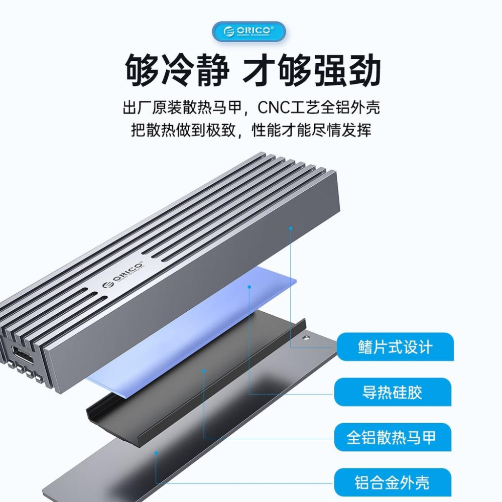 快速出貨 新款ORICO M.2 NVMe 全金屬 M.2外接盒 10Gs m2 ssd 外接盒 臺灣出貨-細節圖2