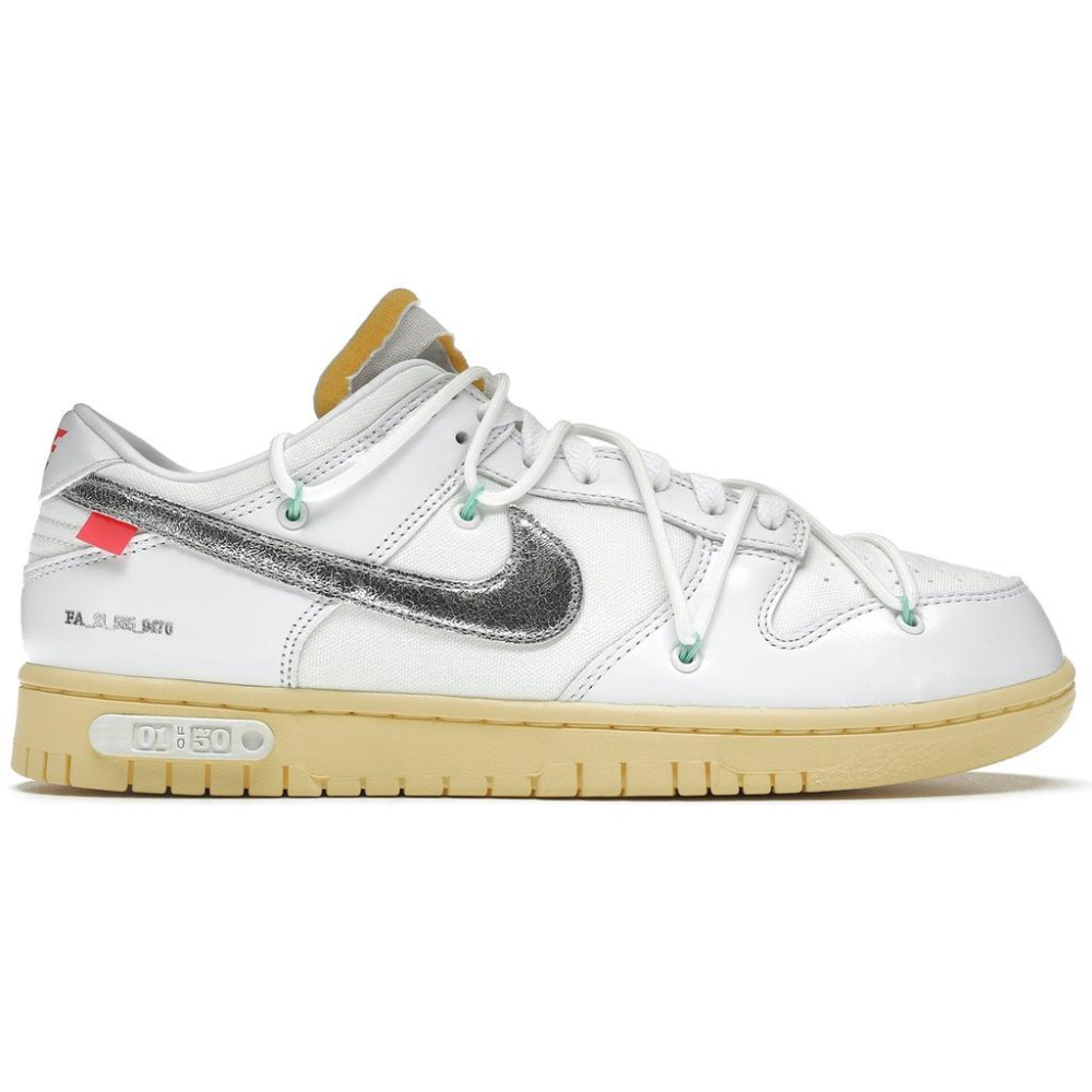 【一哥嚴選】Off White x Nike Dunk Low 01 of 50 聯名 1號 白銀 DM1602-127-細節圖2