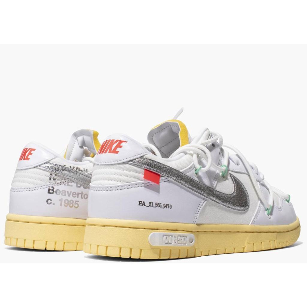 【一哥嚴選】Off White x Nike Dunk Low 01 of 50 聯名 1號 白銀 DM1602-127-細節圖3