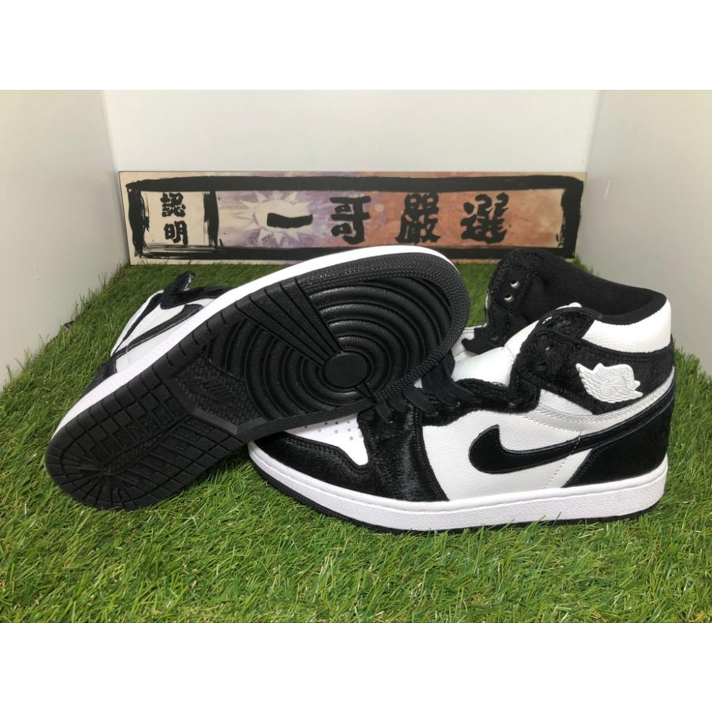 【一哥嚴選】Jordan WMNS Air Jordan 1 High OG 黑白 熊貓 絨毛 CD0461-007-細節圖5