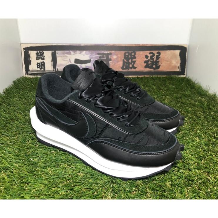 訂金【一哥嚴選】Nike SACAI X NIKE LDWAFFLE 解構 雙鞋帶 緞帶 黑 全黑 BV0073-002-細節圖3