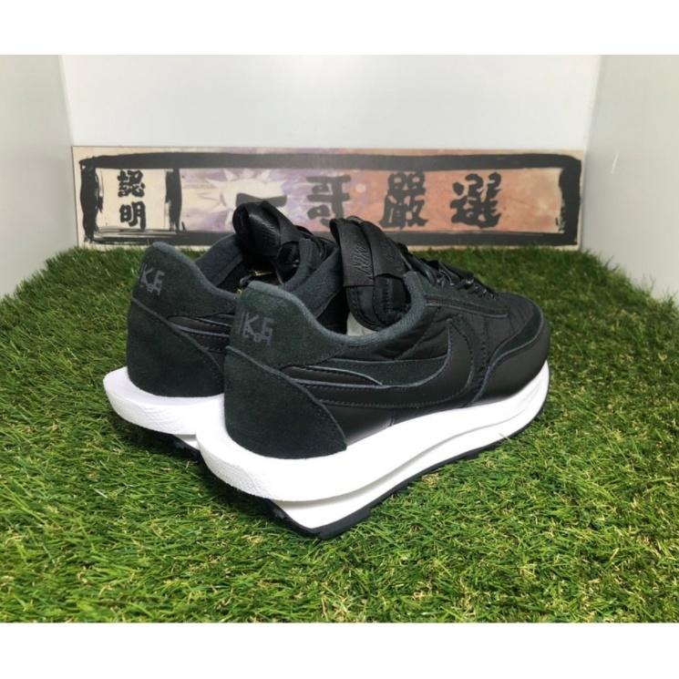 一哥嚴選 Nike SACAI X NIKE LDWAFFLE 解構 雙鞋帶 絲綢 緞帶 黑 全黑BV0073-002-細節圖4