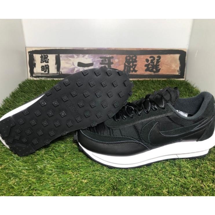 一哥嚴選 Nike SACAI X NIKE LDWAFFLE 解構 雙鞋帶 絲綢 緞帶 黑 全黑BV0073-002-細節圖5