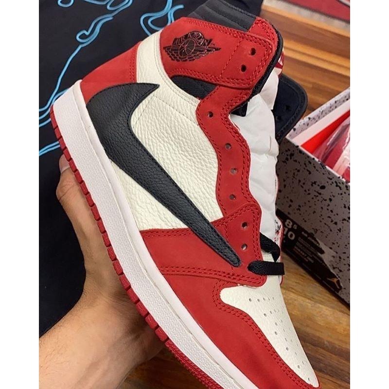 【一哥嚴選】Travis Scott x Nike Air Jordan 1 AJ1 聯名 紅 黑勾 倒勾 鬼臉 男女鞋-細節圖2