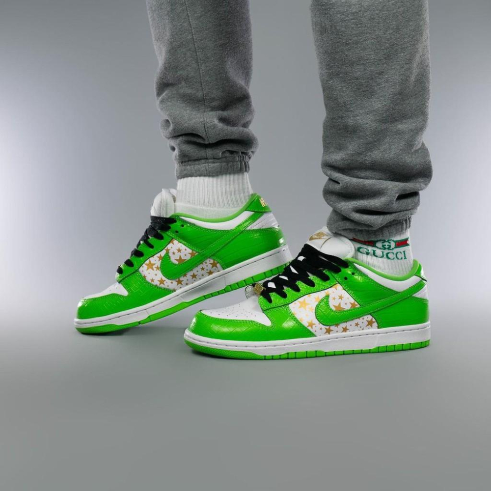 【一哥嚴選】Supreme x Nike SB Dunk Low Green 聯名 白綠 星星 DH3228-101-細節圖6