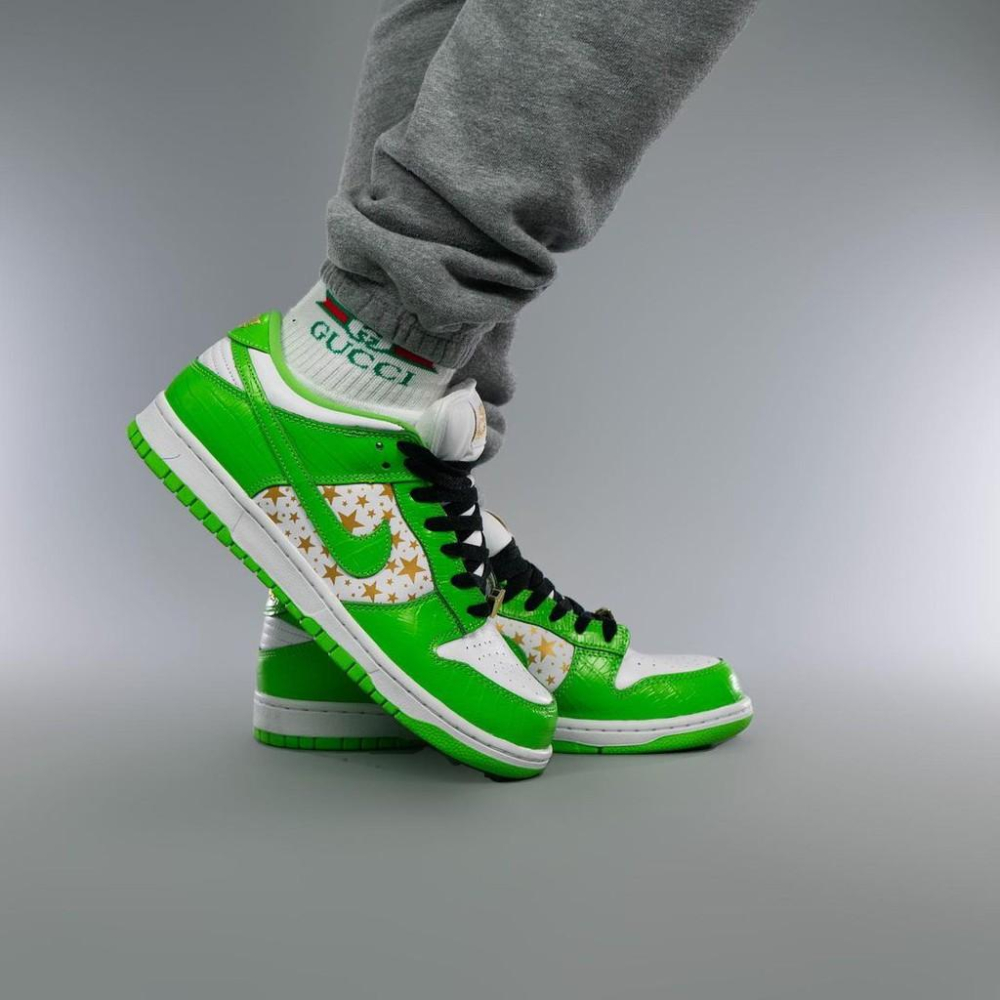 【一哥嚴選】Supreme x Nike SB Dunk Low Green 聯名 白綠 星星 DH3228-101-細節圖7