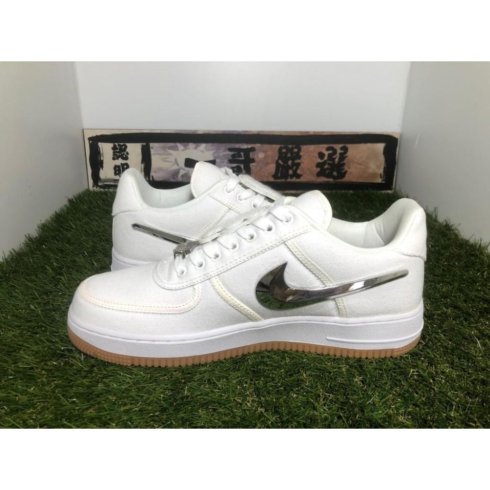 補貨【一哥嚴選】Nike Air Force 1 Travis Scott 白 銀勾 魔鬼氈 換勾 AQ4211-100-細節圖2