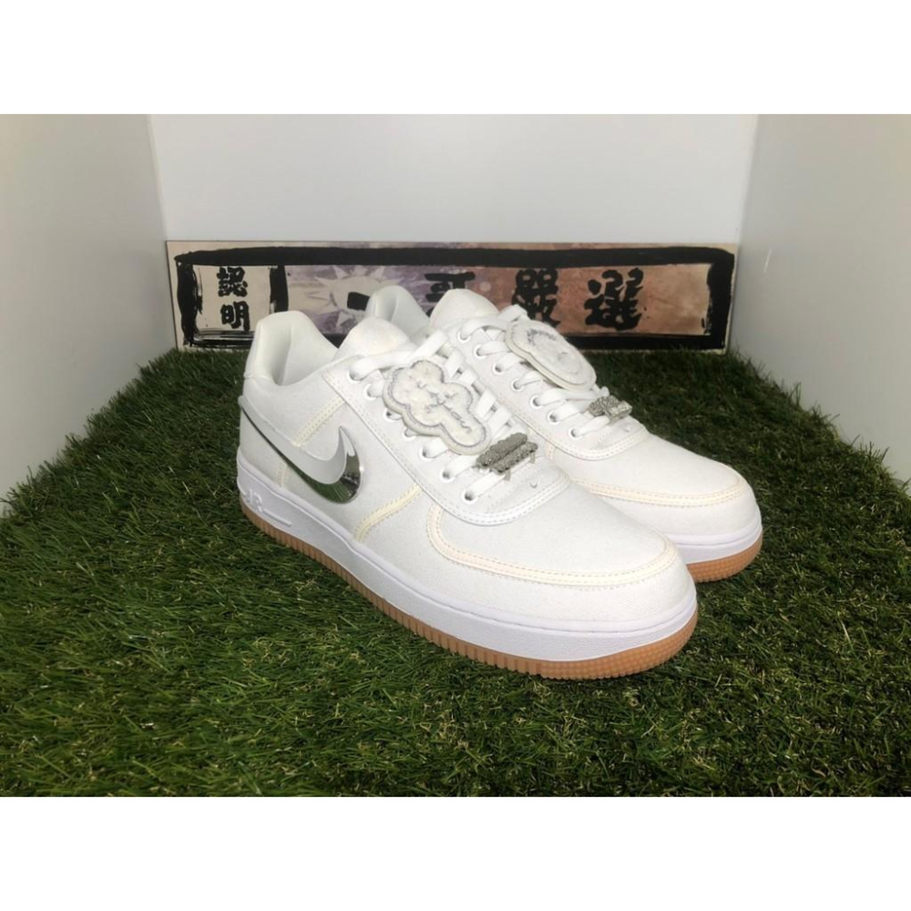 補貨【一哥嚴選】Nike Air Force 1 Travis Scott 白 銀勾 魔鬼氈 換勾 AQ4211-100-細節圖3