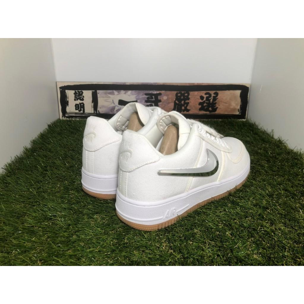 補貨【一哥嚴選】Nike Air Force 1 Travis Scott 白 銀勾 魔鬼氈 換勾 AQ4211-100-細節圖4