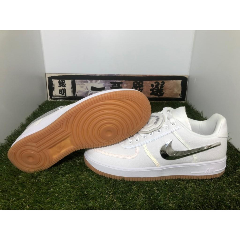 補貨【一哥嚴選】Nike Air Force 1 Travis Scott 白 銀勾 魔鬼氈 換勾 AQ4211-100-細節圖5