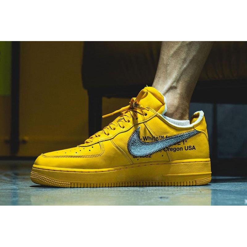 【一哥嚴選】OFF-WHITE x Nike Air Force 1 聯名 黃色 金黃 銀勾 男女 DD1876-700-細節圖2