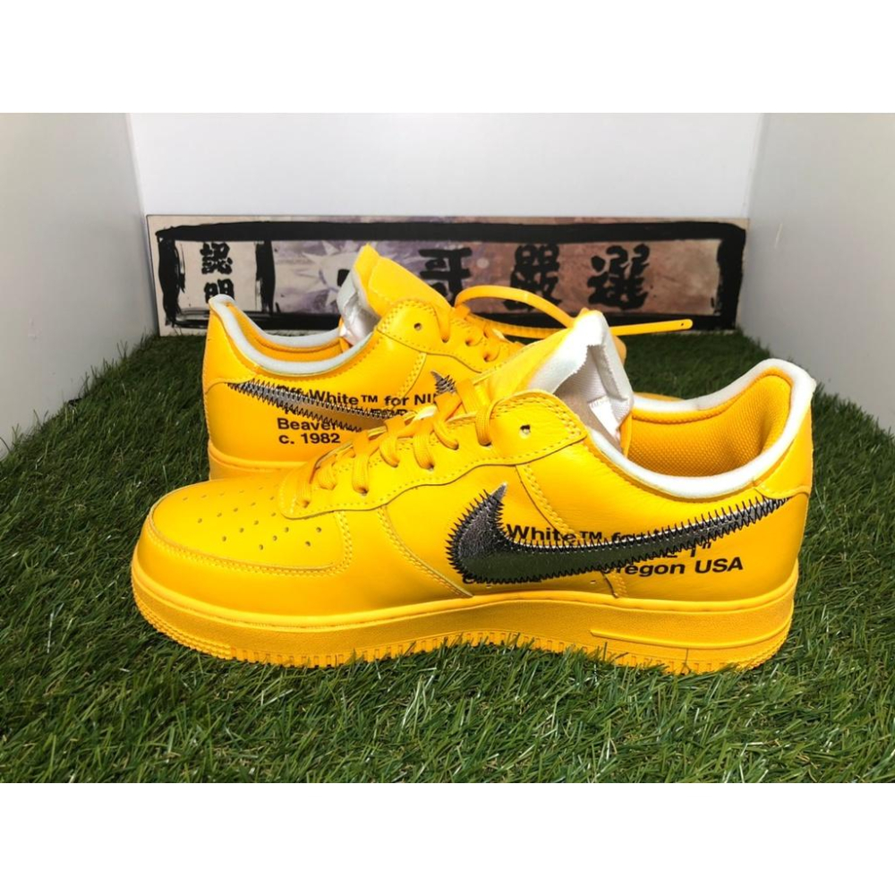 【一哥嚴選】OFF-WHITE x Nike Air Force 1 聯名 黃色 金黃 銀勾 男女 DD1876-700-細節圖3
