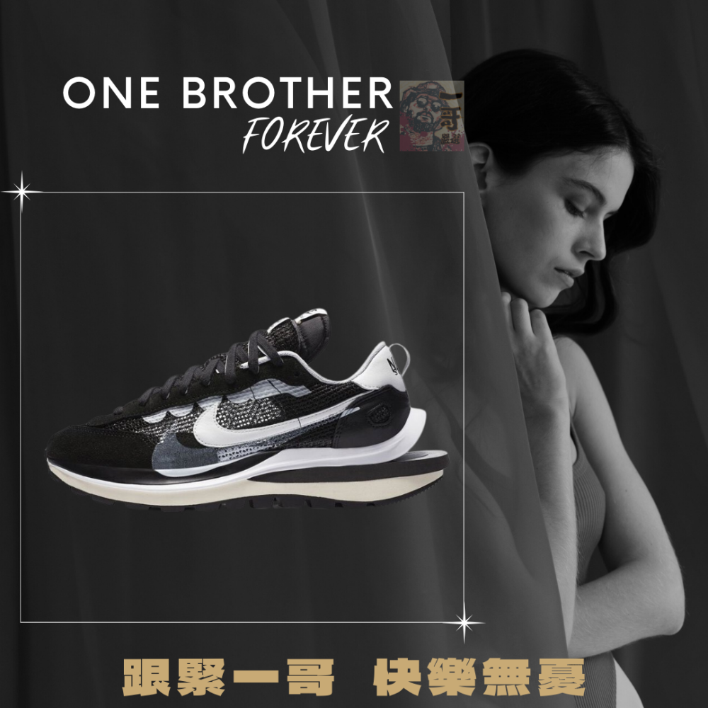 一哥嚴選 NIKE Sacai VAPORWΑFFLE 聯名 解構 黑 白 增高 老爹 厚底 增高 CV1363-001-細節圖3