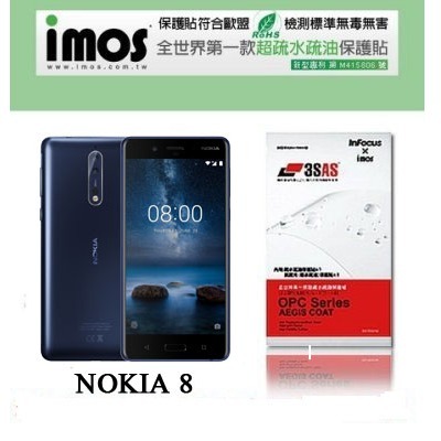 NOKIA 8 iMOS 3SAS 防潑水 防指紋 疏油疏水 螢幕保護貼【愛瘋潮】