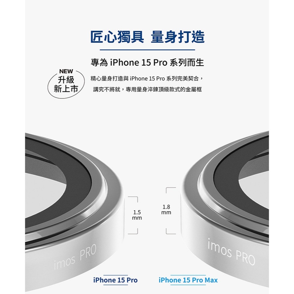 iMOS 藍寶石鏡頭貼 PVDSS不鏽鋼系列 for Apple iPhone 15 Pro 三顆【愛瘋潮】-細節圖5