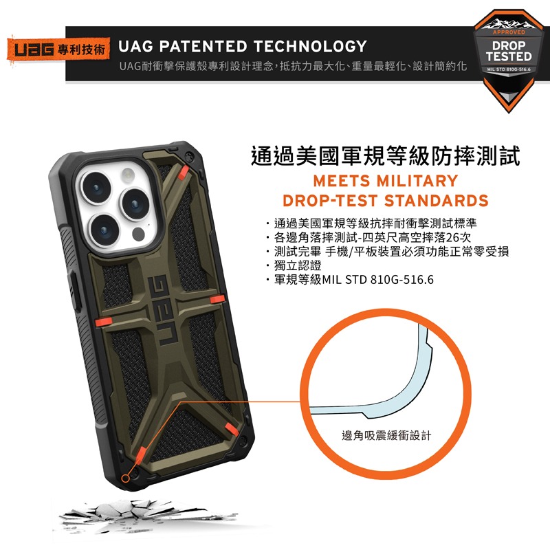 軍規防震手機殼 UAG  iPhone 15系列 (適用6.1/6.7吋) 頂級(特仕)版耐衝擊保護殼 愛瘋潮-細節圖5
