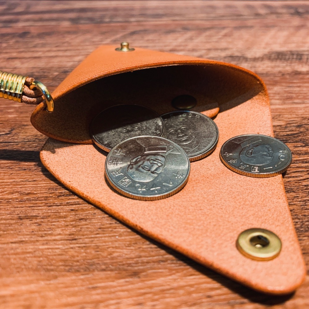 【三角零錢包 / 牛皮零錢包 / 手工真皮零錢包 / 植鞣革零錢包】-細節圖3