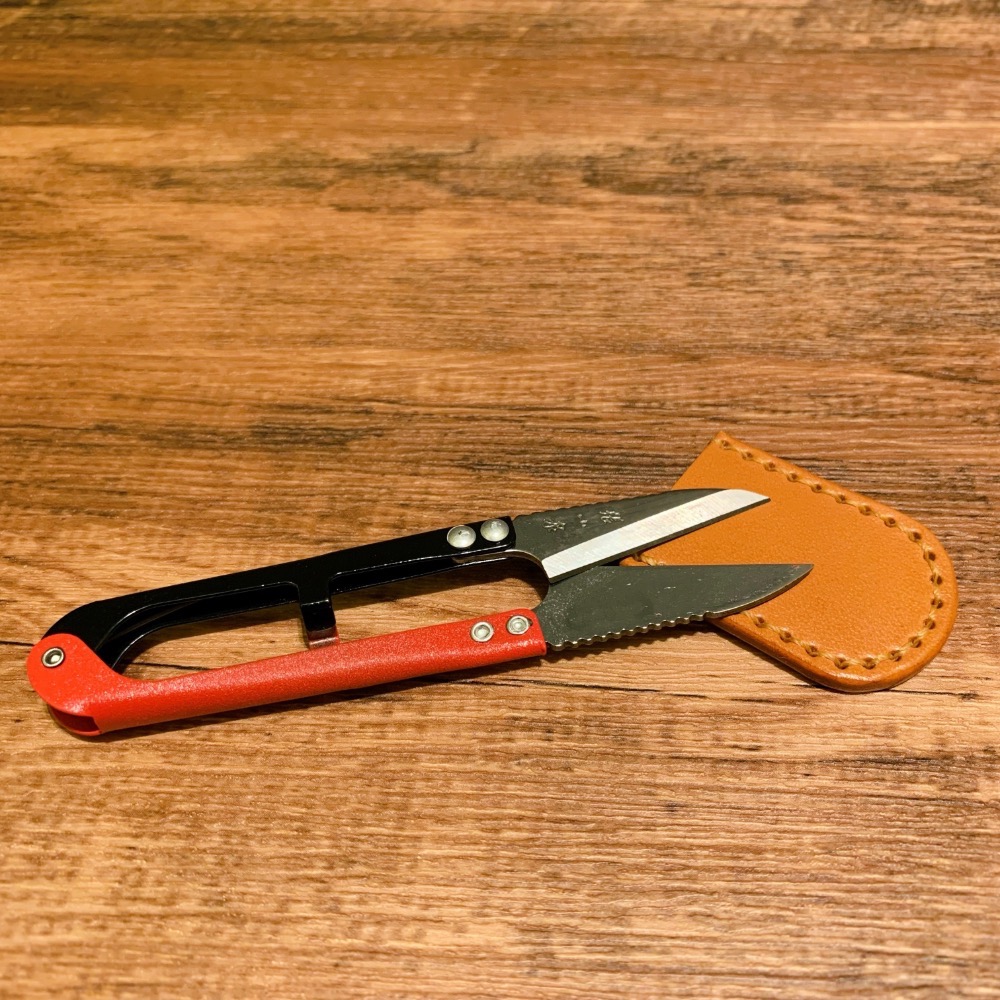 【植鞣革牛皮線剪套/紗剪套 加贈張小泉高碳鋼彈簧線剪】-細節圖3