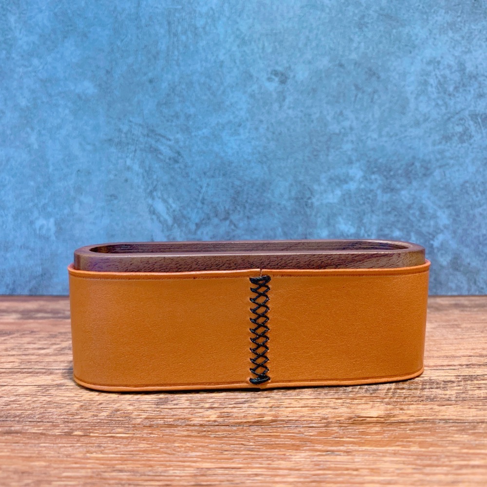 【客製化名片盒 / 名片架 / 牛皮名片盒 / 黑胡桃木名片盒】-細節圖2