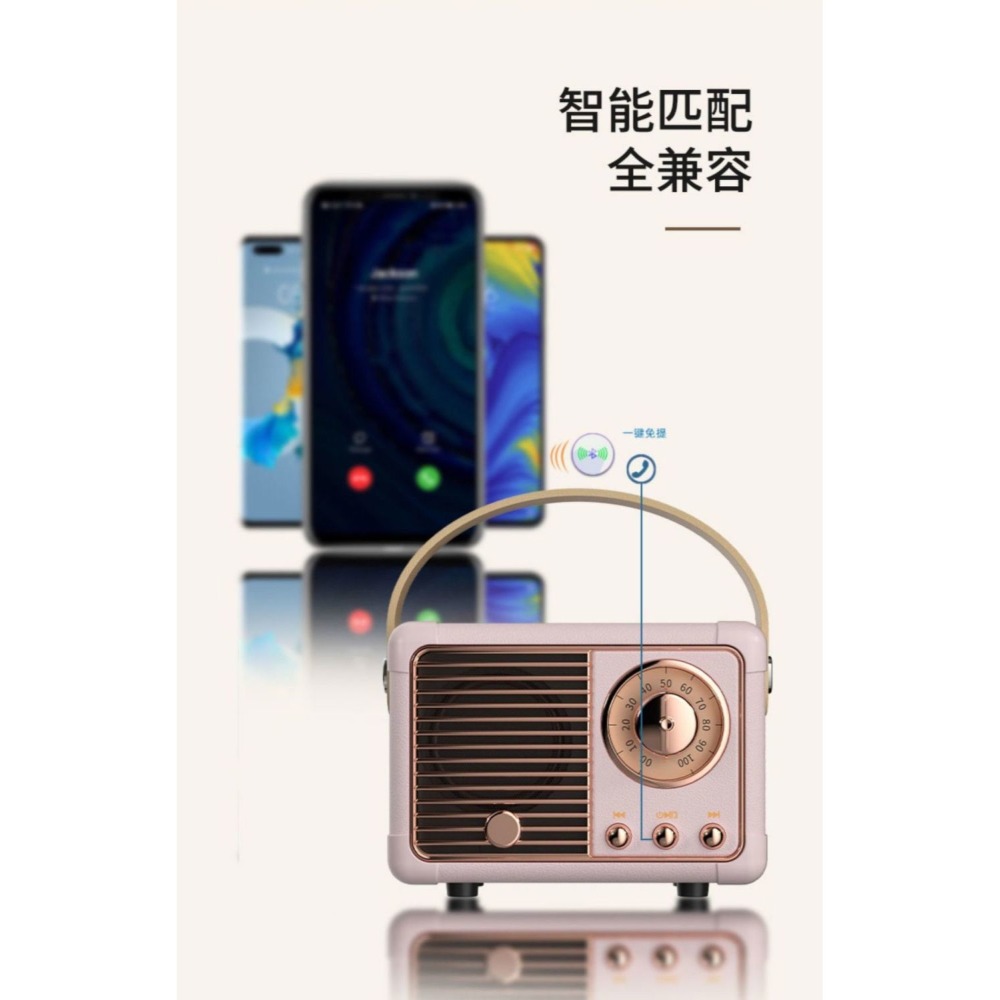 复古小音响迷你无线蓝牙音箱低音炮电脑家用小型户外生日礼物女生-細節圖9
