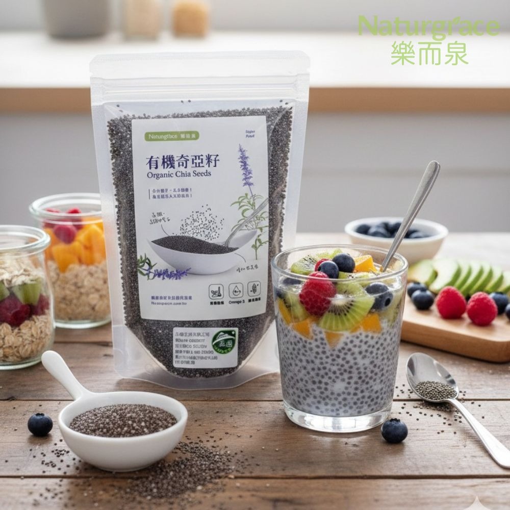 Naturgrace 樂而泉 有機奇亞籽 200g ｜高纖Omega-3 超級食物｜無添加 全素｜秘魯奇亞籽｜高纖飽足-細節圖4