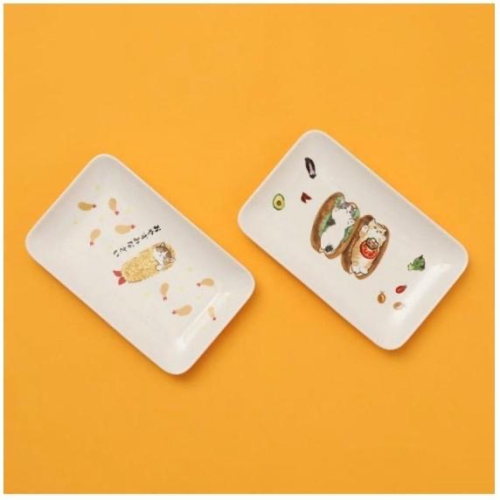 【mofusand】方形陶瓷盤組-吃飽躺平款(2入組) 餐盤 盤組 盤子 廚房用品