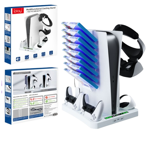 【瑞比電玩】PS5 主機 VR PSVR2 座充 散熱底座 耳機 主機散熱  散熱器 風扇散熱器 收納架 充電-細節圖6