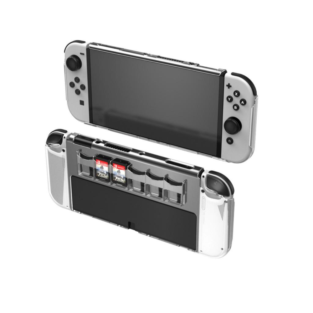 【現貨＋發票】NS SWITCH OLED 主機保護殼 後背殼 機殼 機身保護 防摔材質進化 附卡夾收納 switch-細節圖4