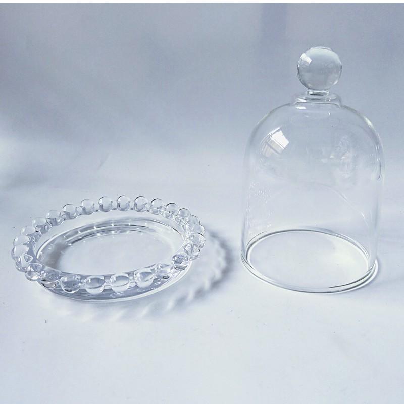 圓珠點玻璃盤 袖珍玻璃盅 燈玻璃罩 透明玻璃防塵罩 小玻璃罩 DIY防塵 不凋花 恆星花 乾燥花 永生花玻璃罩 蠟燭罩-細節圖4