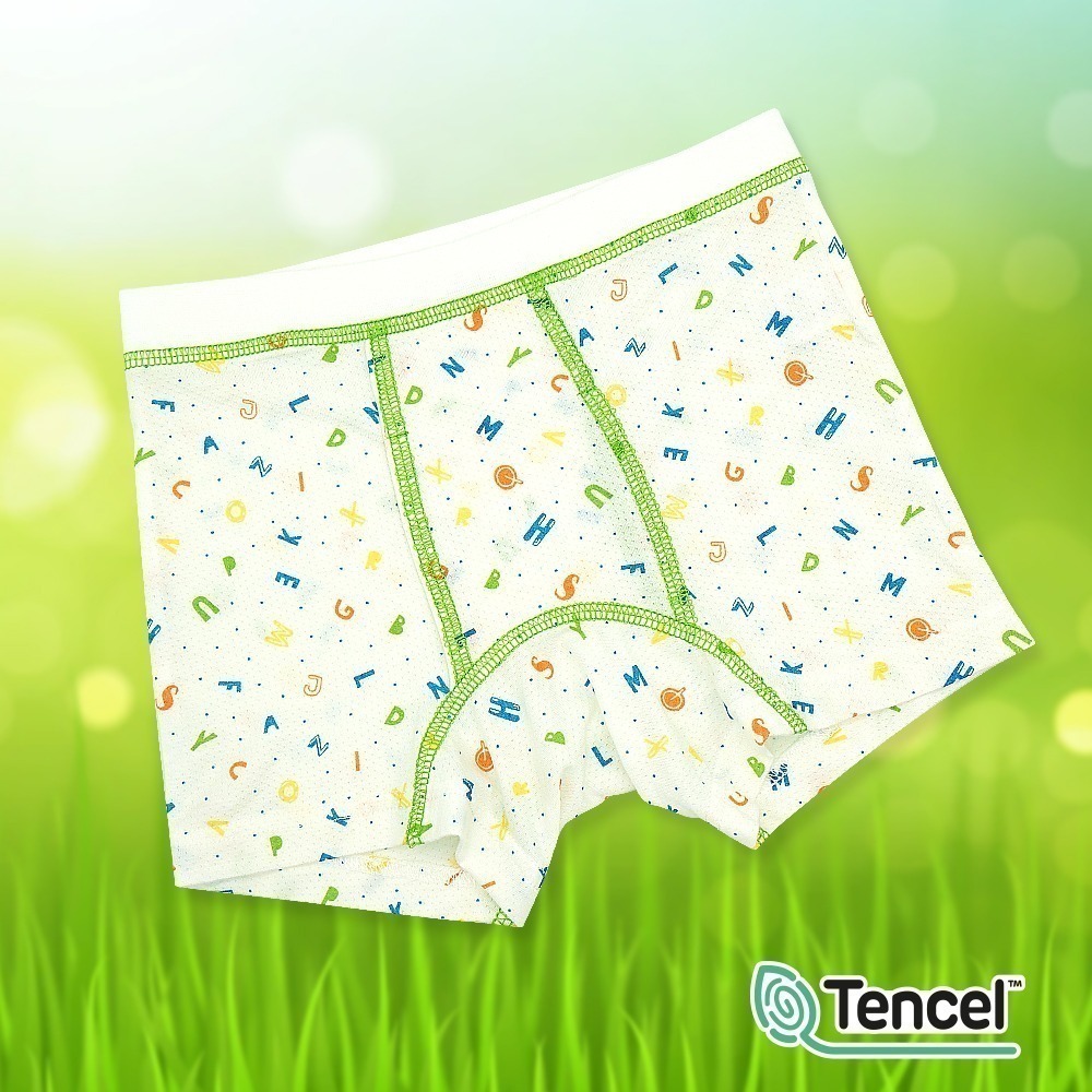 【annypepe 】男童四角褲 奧地利天絲 QQ 洞洞緹花 字母遊戲-米白120~150(兒童內褲 男童內褲)-細節圖2