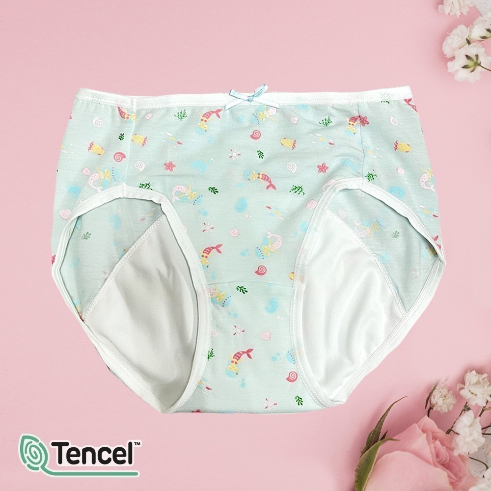 【annypepe】女童生理褲 奧地利天絲 美人魚-水色-130～160  (女童內褲 兒童生理褲)-細節圖2