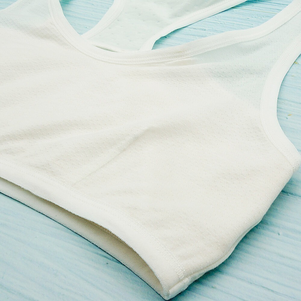 【annypepe】成長內衣 短版運動型 奧地利天絲 QQ 緹花-米白130～165 (成長型內衣 少女內衣)-細節圖7