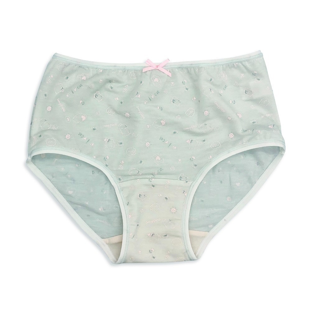 【annypepe】女童三角褲 奧地利天絲 小肥貓-粉綠110～150 (兒童內褲 女童內褲)-細節圖2