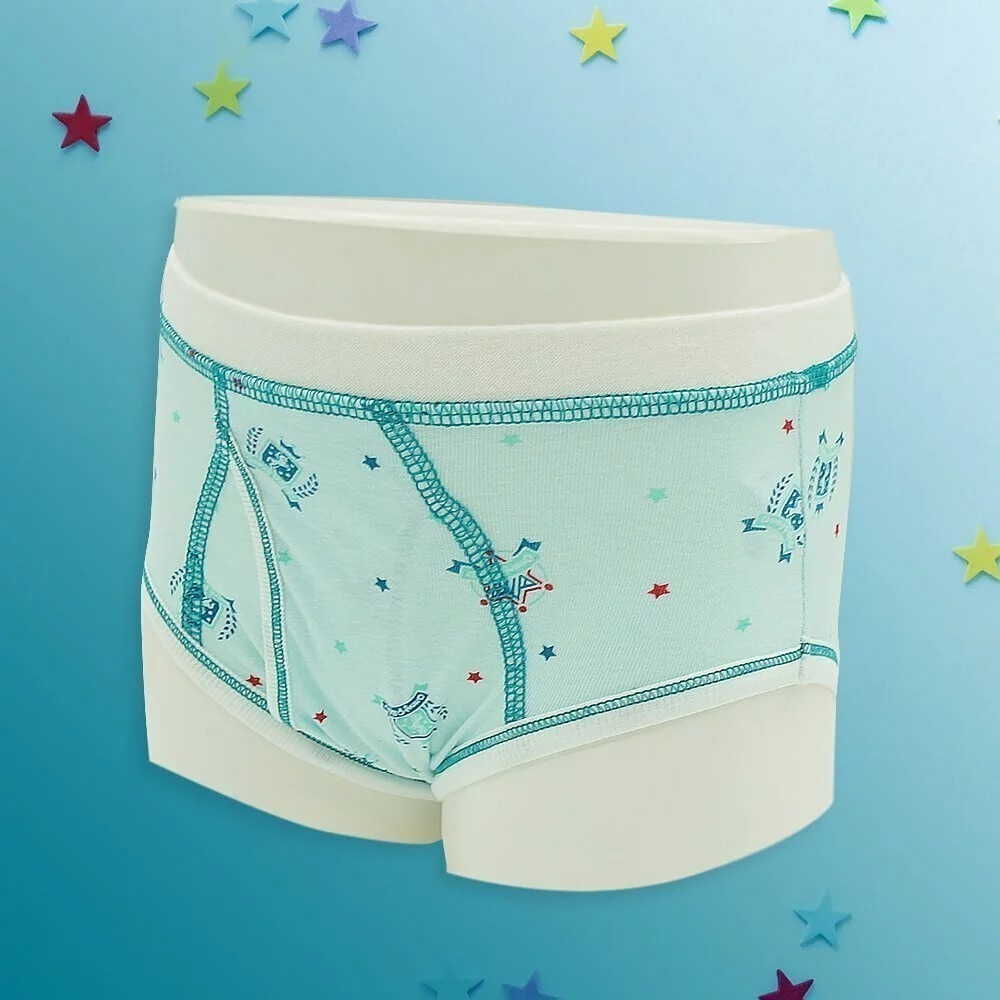 【annypepe】男童三角褲 純棉 盾牌與徽章-水色100～150  (兒童內褲 男童內褲)-細節圖8