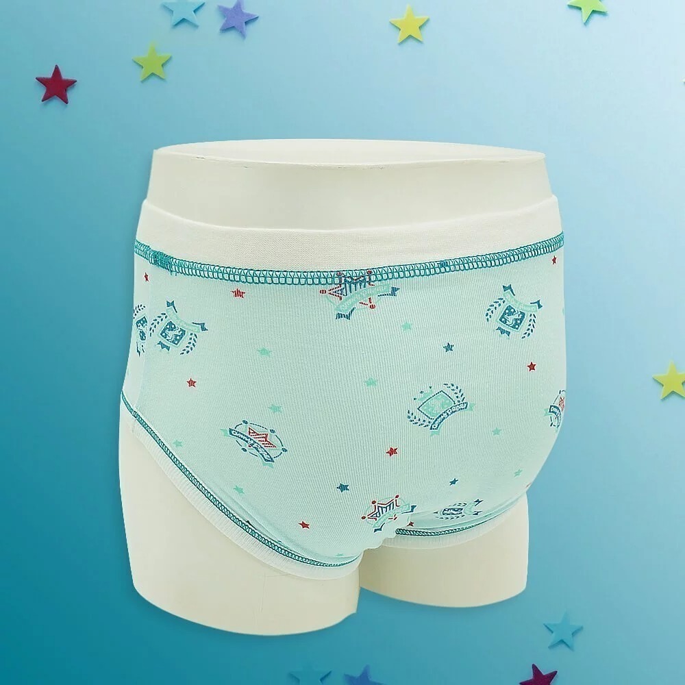 【annypepe】男童三角褲 純棉 盾牌與徽章-水色100～150  (兒童內褲 男童內褲)-細節圖9