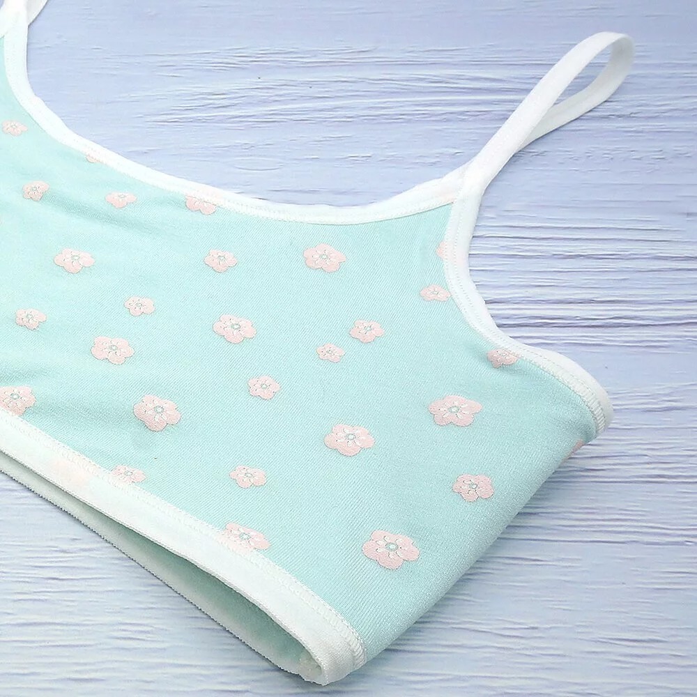 【annypepe】成長內衣 短版肩帶型 莫代爾 V3 超涼感 花之舞-琉璃藍130～165 (成長型內衣 少女內衣)-細節圖6