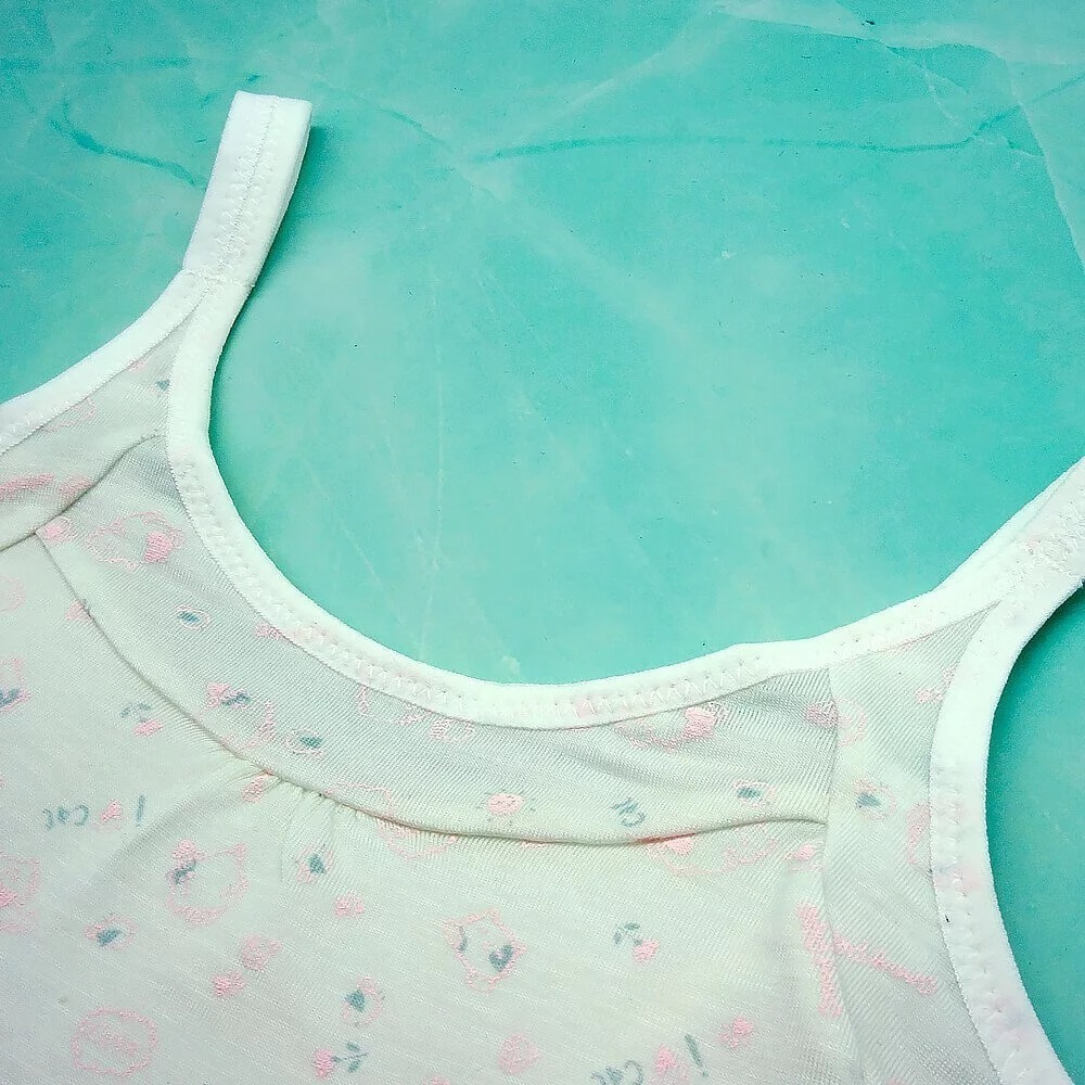 【annypepe】成長內衣二階 短版肩帶型 奧地利天絲 小肥貓-粉綠140～165 (成長型內衣 少女內衣)-細節圖4