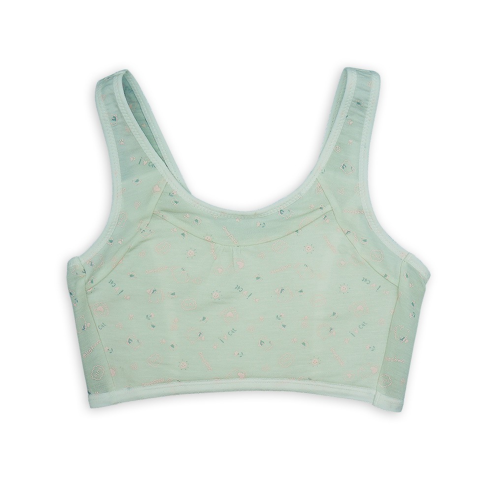 【annypepe】成長內衣二階 短版背心型 奧地利天絲 小肥貓-粉綠140～165(成長型內衣 少女內衣)-細節圖3