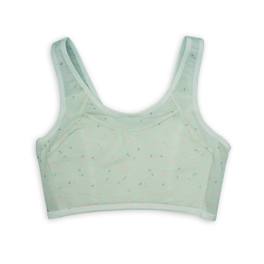 【annypepe】成長內衣二階 短版背心型 奧地利天絲 小肥貓-粉綠140～165(成長型內衣 少女內衣)-細節圖3