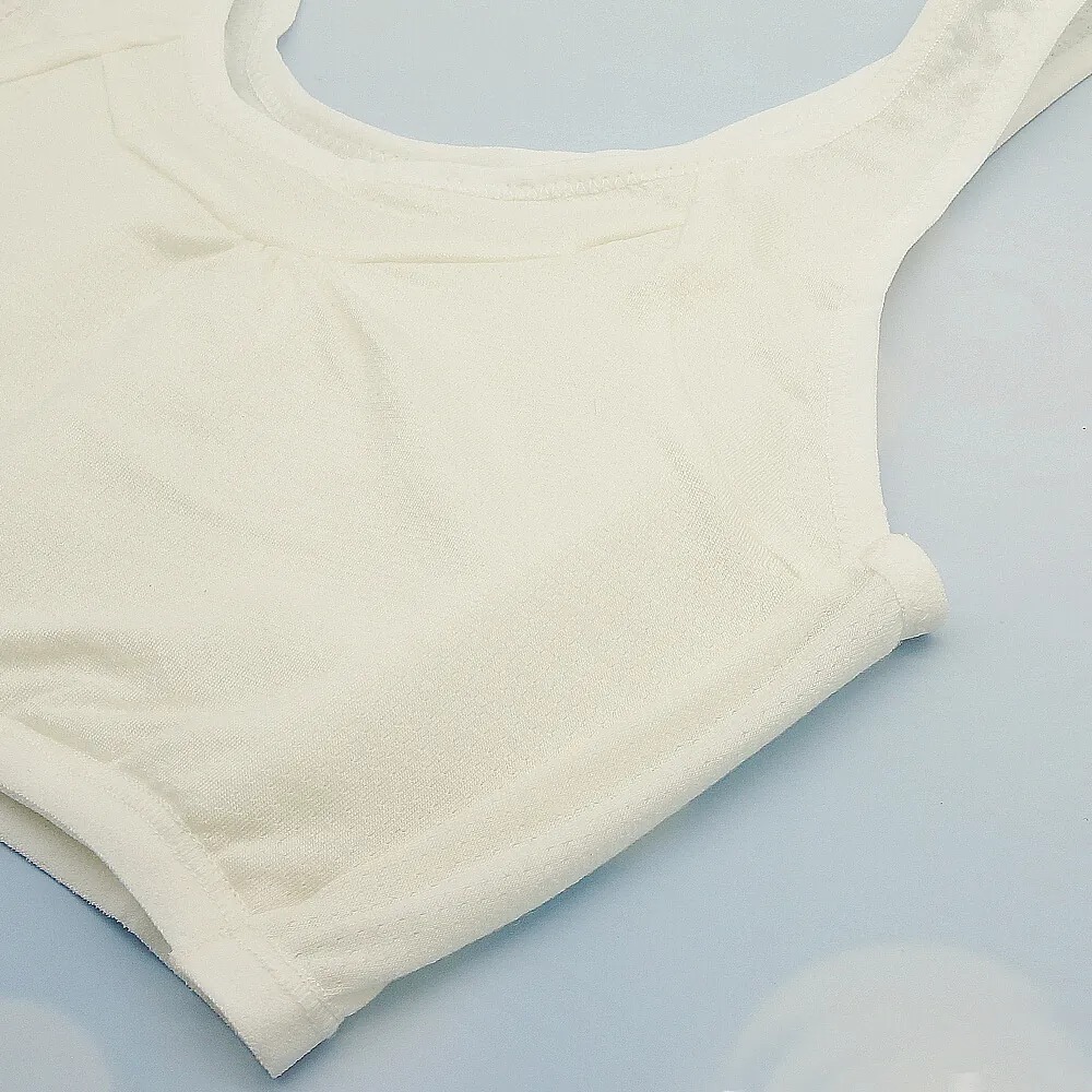 【annypepe】成長內衣二階 短版背心型 奧地利天絲 QQ 洞洞緹花-米色150～165 (成長型內衣 少女內衣)-細節圖6