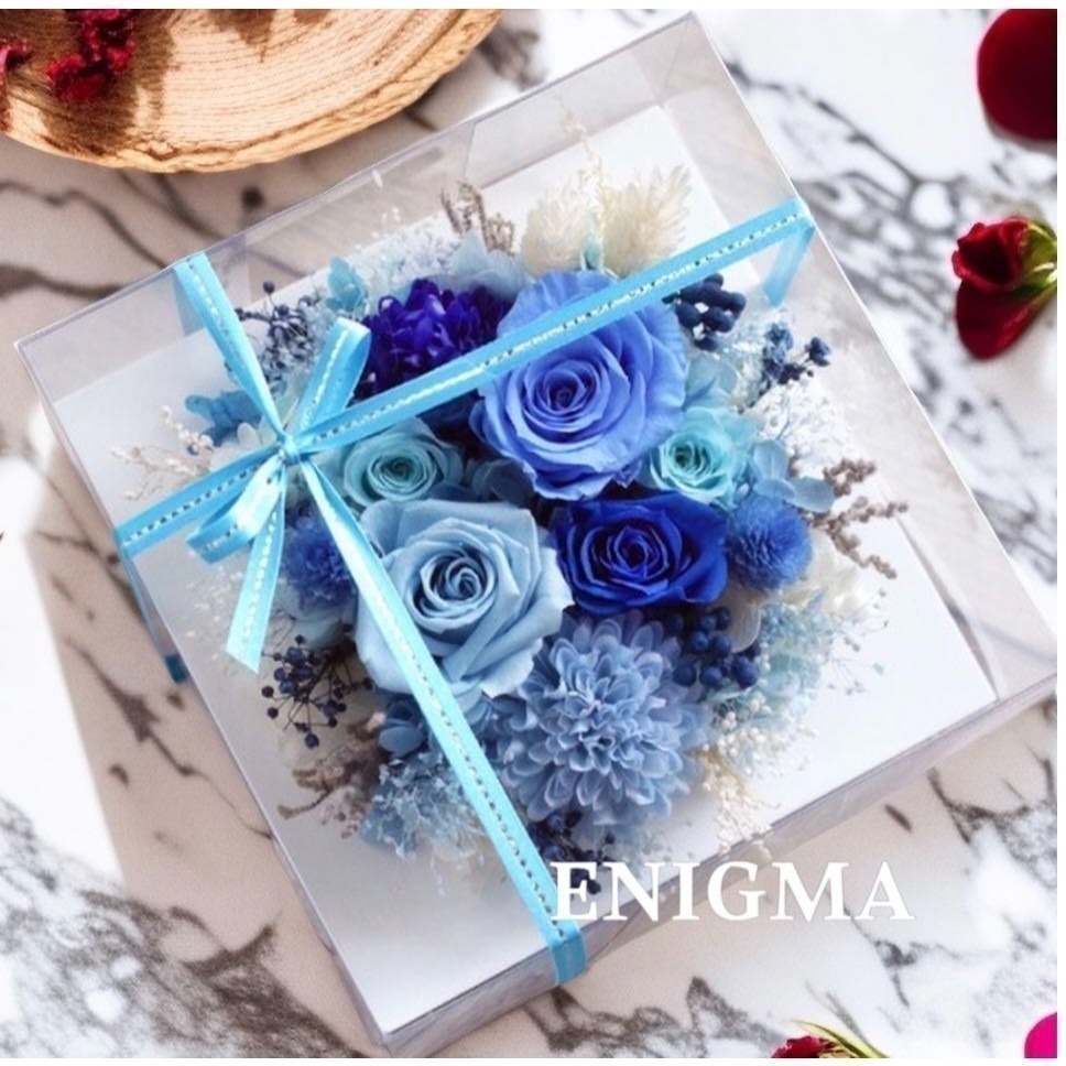 《天空之舞》水藍色永生花相框裝飾/可擴香/可壁掛/紀念日/生日禮物/開業慶典/喬遷新居-細節圖2