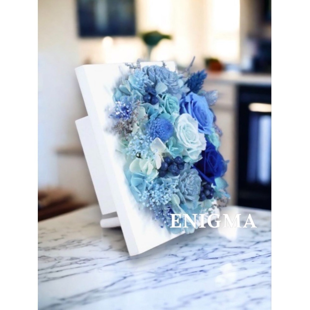 《天空之舞》水藍色永生花相框裝飾/可擴香/可壁掛/紀念日/生日禮物/開業慶典/喬遷新居-細節圖3