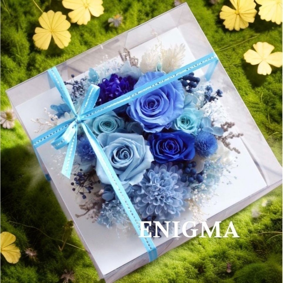 《天空之舞》水藍色永生花相框裝飾/可擴香/可壁掛/紀念日/生日禮物/開業慶典/喬遷新居-細節圖4